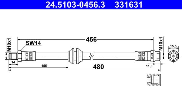 ATE 24510304563 - Tubo flexible de frenos www.parts5.com