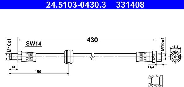 ATE 24.5103-0430.3 - Tubo flexible de frenos www.parts5.com