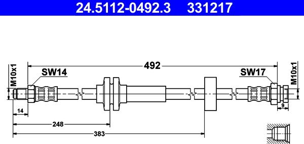 ATE 24.5112-0492.3 - Tubo flexible de frenos www.parts5.com