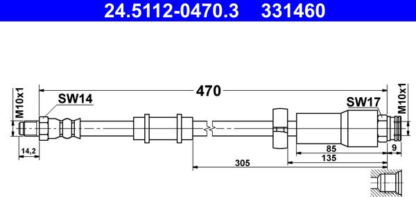 ATE 24.5112-0470.3 - Tubo flexible de frenos www.parts5.com
