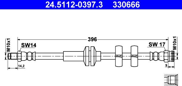 ATE 24.5112-0397.3 - Tubo flexible de frenos www.parts5.com