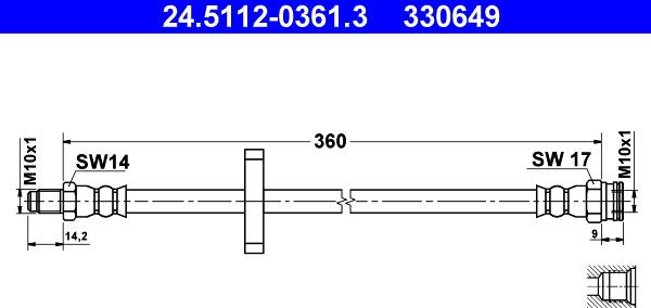 ATE 24.5112-0361.3 - Tubo flexible de frenos www.parts5.com