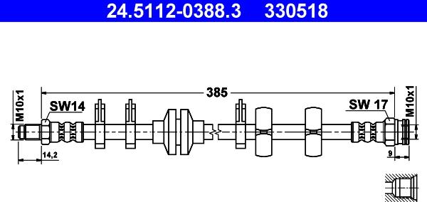 ATE 24.5112-0388.3 - Tubo flexible de frenos www.parts5.com