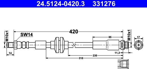 ATE 24.5124-0420.3 - Brake Hose www.parts5.com