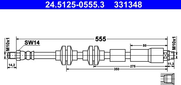 ATE 24.5125-0555.3 - Brake Hose www.parts5.com