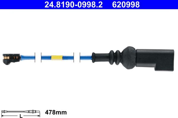 ATE 24.8190-0998.2 - Warning Contact, brake pad wear www.parts5.com