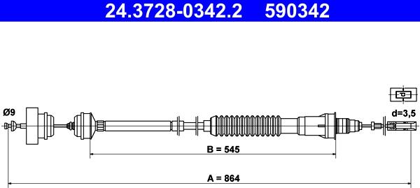 ATE 24.3728-0342.2 - Clutch Cable www.parts5.com