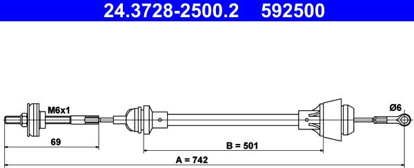 ATE 24.3728-2500.2 - Clutch Cable www.parts5.com