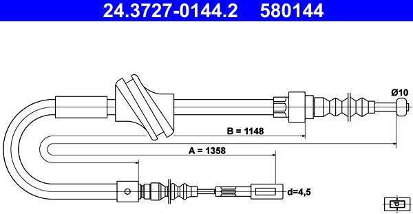 ATE 24.3727-0144.2 - Cable, parking brake www.parts5.com