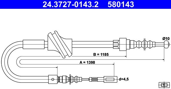 ATE 24.3727-0143.2 - Cable, parking brake www.parts5.com