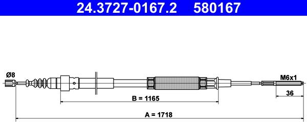 ATE 24.3727-0167.2 - Cable, parking brake www.parts5.com