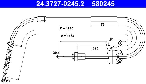ATE 24.3727-0245.2 - Cable, parking brake www.parts5.com