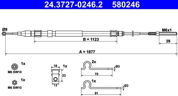 ATE 24.3727-0246.2 - Cable, parking brake www.parts5.com