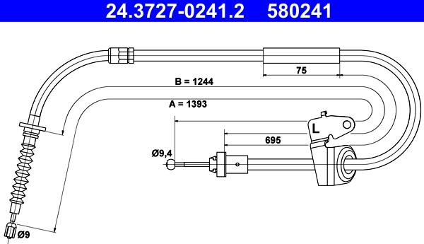 ATE 24.3727-0241.2 - Cable, parking brake www.parts5.com