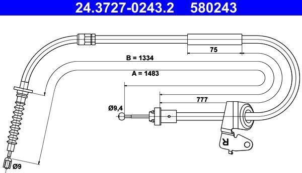 ATE 24.3727-0243.2 - Cable, parking brake www.parts5.com