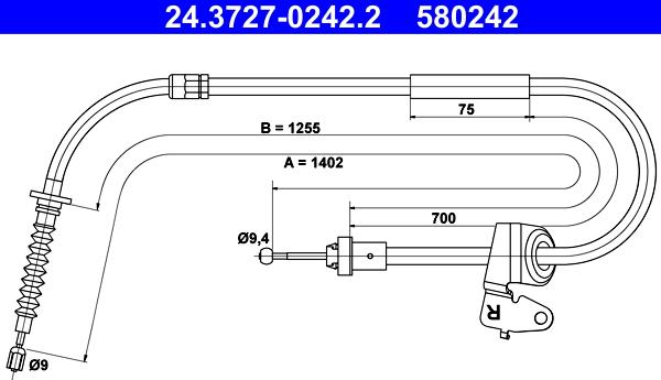 ATE 24.3727-0242.2 - Cable, parking brake www.parts5.com