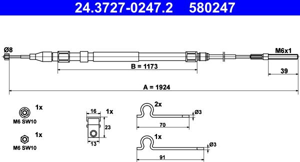 ATE 24.3727-0247.2 - Cable, parking brake www.parts5.com