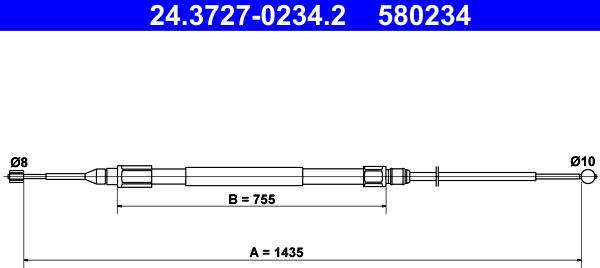 ATE 24.3727-0234.2 - Cable, parking brake www.parts5.com