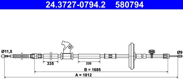 ATE 24.3727-0794.2 - Cable, parking brake www.parts5.com