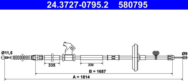 ATE 24.3727-0795.2 - Cable, parking brake www.parts5.com