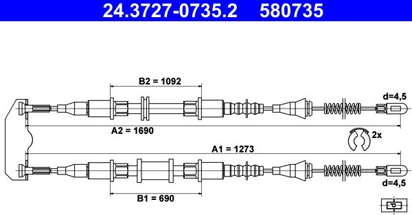 ATE 24.3727-0735.2 - Cable, parking brake www.parts5.com