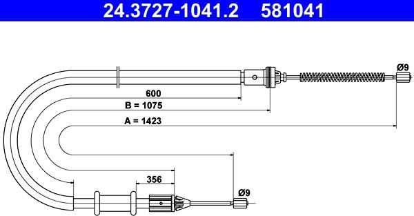 ATE 24.3727-1041.2 - Cable, parking brake www.parts5.com