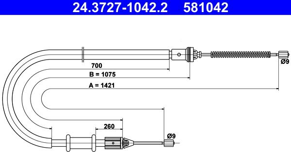 ATE 24.3727-1042.2 - Cable, parking brake www.parts5.com