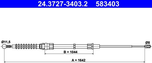 ATE 24.3727-3403.2 - Cable, parking brake www.parts5.com