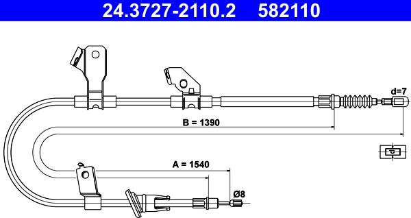 ATE 24.3727-2110.2 - Cable, parking brake www.parts5.com