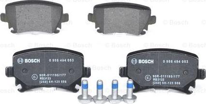 BOSCH 0 986 494 053 - Brake Pad Set, disc brake www.parts5.com