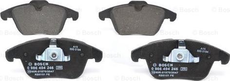 BOSCH 0 986 494 246 - Brake Pad Set, disc brake www.parts5.com