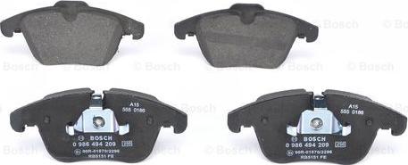 BOSCH 0 986 494 209 - Brake Pad Set, disc brake www.parts5.com
