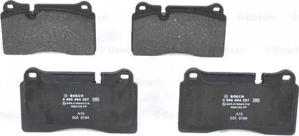 BOSCH 0 986 494 207 - Brake Pad Set, disc brake www.parts5.com