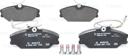 BOSCH 0 986 461 765 - Brake Pad Set, disc brake www.parts5.com
