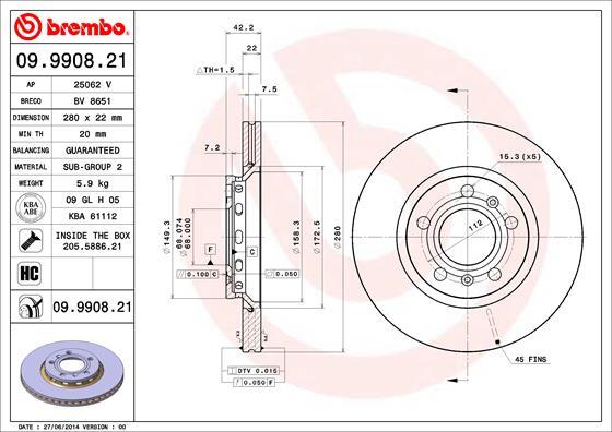 Brembo 09.9908.21 - Brake Disc www.parts5.com