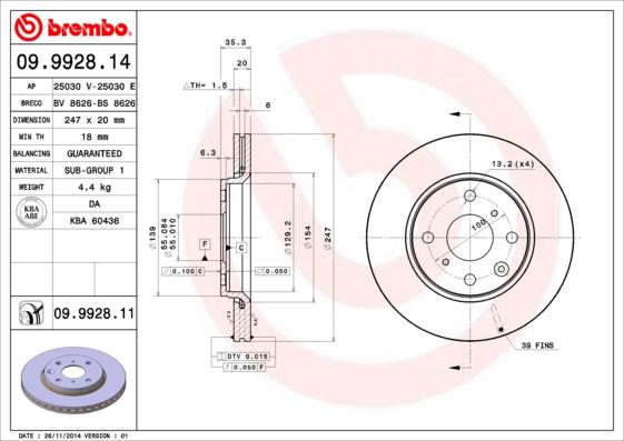 Brembo 09.9928.11 - Brake Disc www.parts5.com