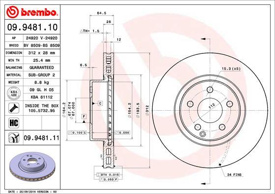 Brembo 09.9481.11 - Brake Disc www.parts5.com