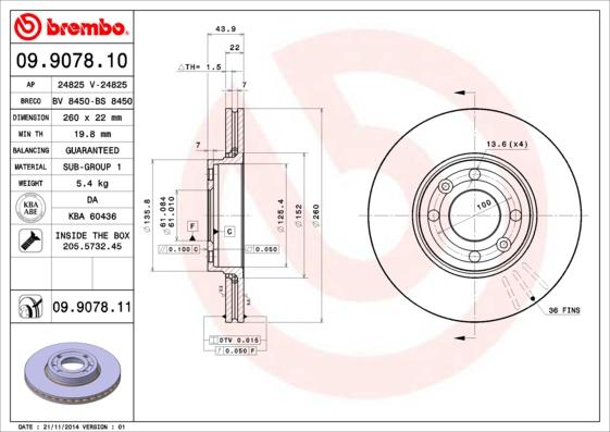 Brembo 09.9078.11 - Brake Disc www.parts5.com