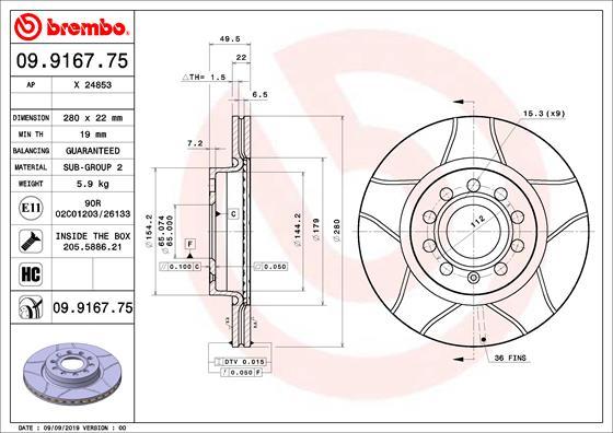 Brembo 09.9167.75 - Brake Disc www.parts5.com