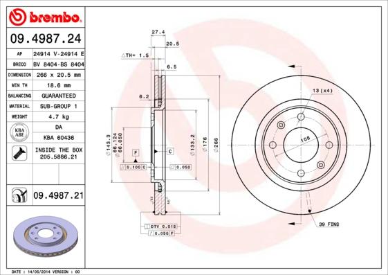 Brembo 09.4987.21 - Brake Disc www.parts5.com