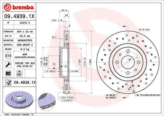 Brembo 09.4939.1X - Brake Disc www.parts5.com