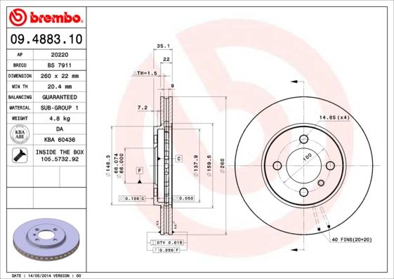 Brembo 09.4883.10 - Brake Disc www.parts5.com
