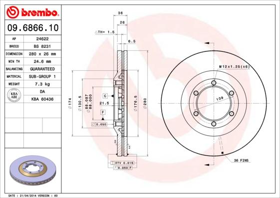 Brembo 09.6866.10 - Brake Disc www.parts5.com