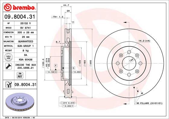 Brembo 09.8004.31 - Brake Disc www.parts5.com