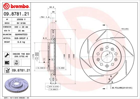 Brembo 09.8781.21 - Brake Disc www.parts5.com