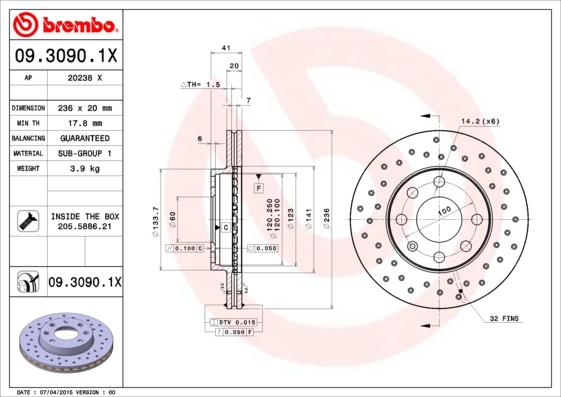 Brembo 09.3090.1X - Brake Disc www.parts5.com