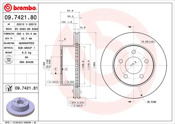 Brembo 09.7421.81 - Brake Disc www.parts5.com