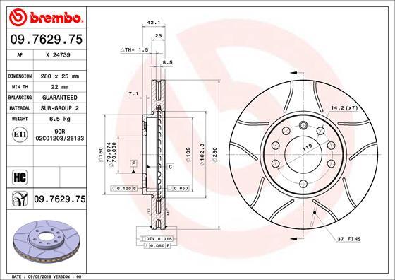 Brembo 09.7629.75 - Brake Disc www.parts5.com