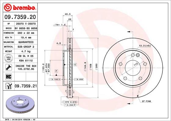 Brembo 09.7359.21 - Brake Disc www.parts5.com
