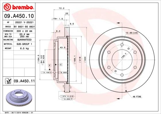 Brembo 09.A450.11 - Brake Disc www.parts5.com